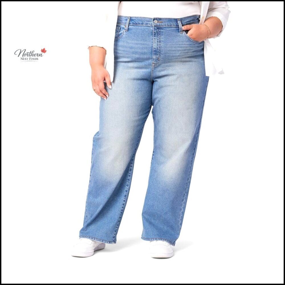 Women's High-Rise Loose Straight Jeans, Soft Stretch Fabric, 32" Inseam